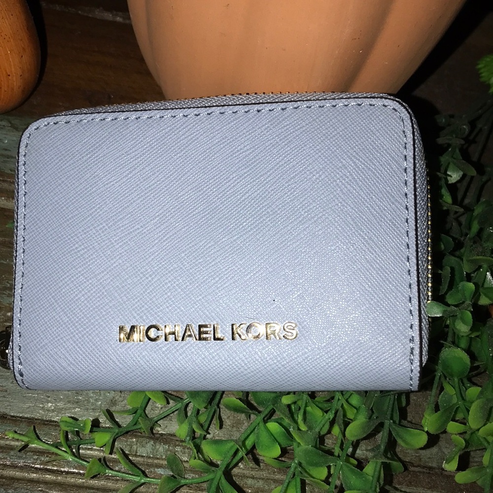 Michael Kors Small Zip Wallet in Light Blue with Gold Hardware - Picture 2 of 7